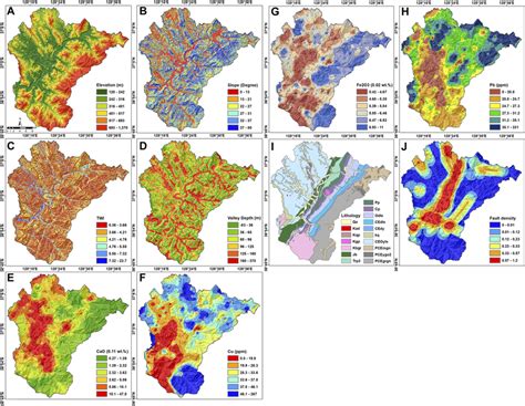 Indoor Radon Maps A Elevation B Slope C Twi D Valley