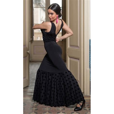 Vendres Black Flamenco Dress With Polka Dots