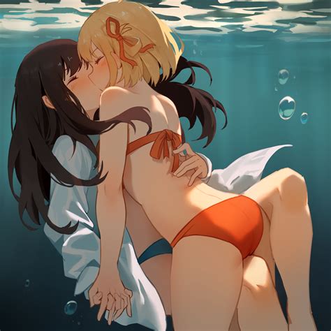 Rule 34 2girls Air Bubble Ass Bikini Black Hair Blonde Hair Blue Bikini Bubble Closed Eyes