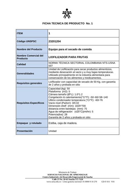 PDF FICHA TECNICA DE PRODUCTO No 1 Inicio Contratacion Sena Edu