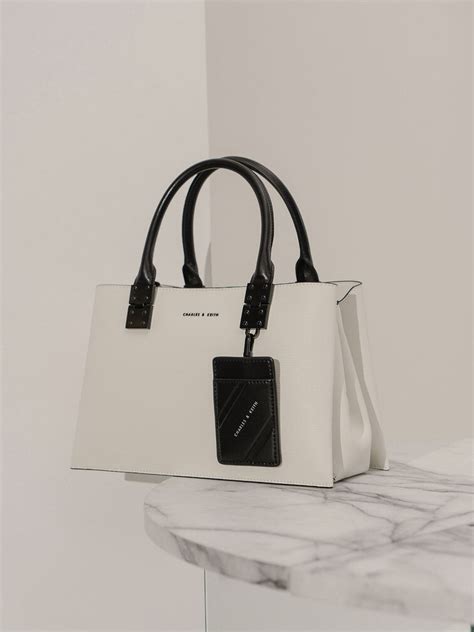 White Double Top Handle Structured Bag Charles And Keith Us