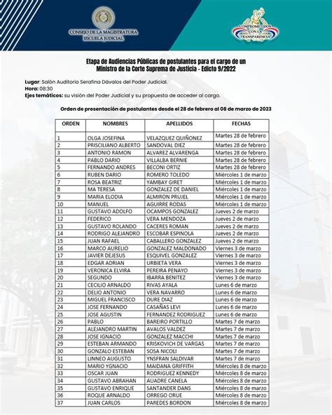 Consejo De La Magistratura CM On Twitter ProcesoCSJ Calendario De