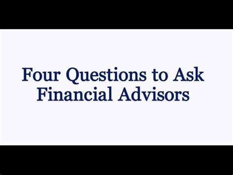 Four Questions To Ask A Financial Advisor YouTube