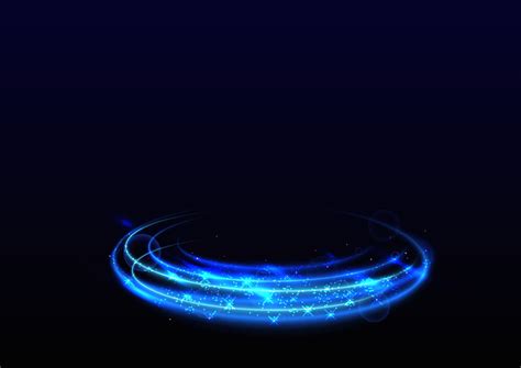 Blue Light Effect Curves With Sparkle On Black Background Vector