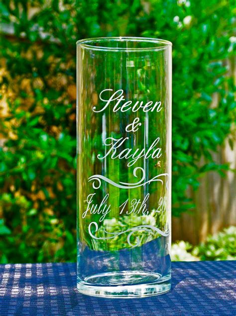 Personalized Etched Glass Wedding Unity Candle Vase W Etsy