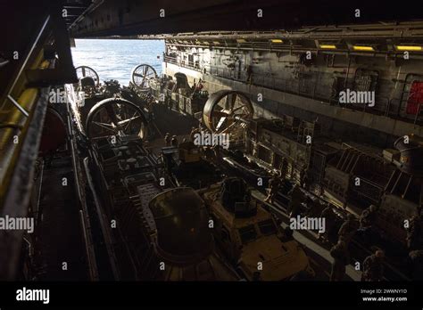 U S Navy Sailors With The Amphibious Docking Ship Uss Green Bay Lpd