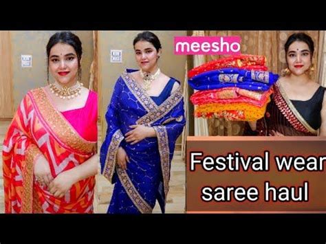 Meesho Festival Special Saree Haul Meesho Silk Georgette Organza