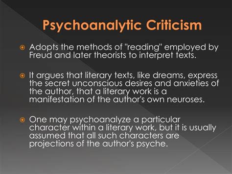 Ppt Psychoanalytic Literary Criticism Powerpoint Presentation Free