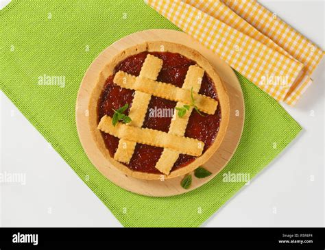 Strawberry Jam Tart With Lattice Stock Photo Alamy