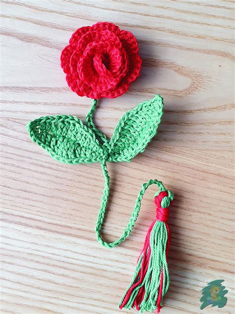 Handmade Crocheted Rose Bookmark With Tassel Crochet Flowers Etsy