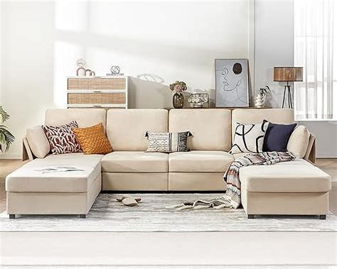 Papajet Modular Sofa Oversized Sectional Sofa U Shape 8 Seater Sectional Couch With Storage