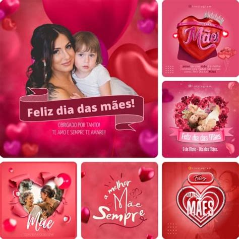 Posts para Dia da MÃƒÂes Pack Canva 52 Artes EditÃƒÂveis