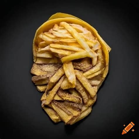 Hyper Realistic Old Face Made Of Crispy Yellow French Fries On Craiyon