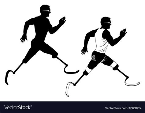 Black and white image a disabled person running Vector Image