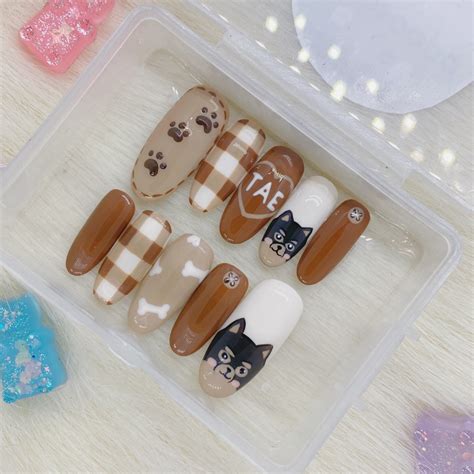 Jual BTS V Taehyung Yeontan Custom Press On Fake Nails Kuku Palsu