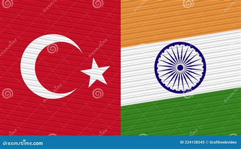 India And Turkey Two Half Flags Together Stock Illustration