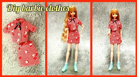 Diy Barbie Clothes Doll Clothes 인형옷만들기 바비인형 리본 레드 투피스 미미인형 Youtube