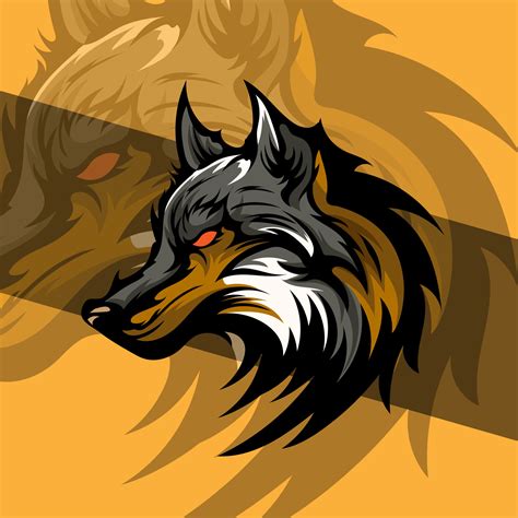 Vicious Wolf Head Detail Illustration Mascot Aggressive Roaring In Mid