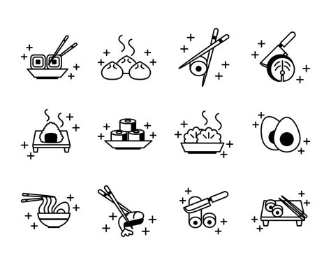 Sushi Oriental Menu Icons Set Line Style Icon 2554654 Vector Art At