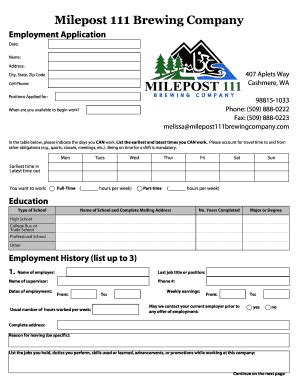 Fillable Online Employment Application Milepost Fax Email Print