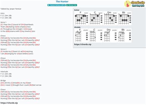 Chord The Hunter Tab Song Lyric Sheet Guitar Ukulele Chordsvip