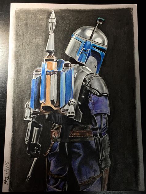 Jango Fett(On grey paper) by BoldCat on DeviantArt