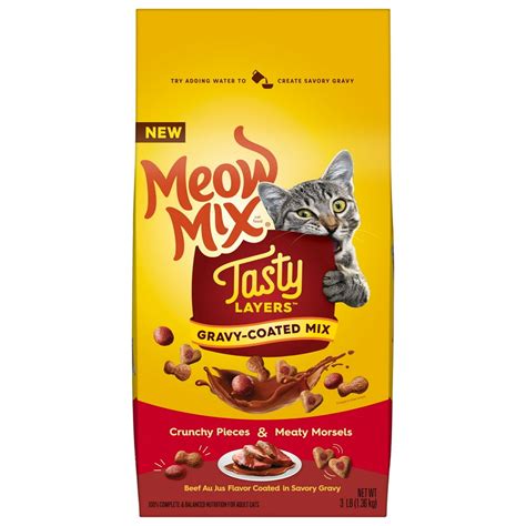 Meow Mix Tasty Layers Dry Cat Food Beef Au Jus Flavor Coated In Savory