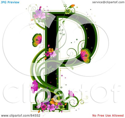 Royalty Free RF Clipart Illustration Of A Black Capital Letter P