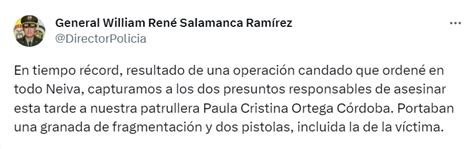 Capturan A Los Sicarios Que Asesinaron A La Patrullera Paula Ortega En Neiva Infobae