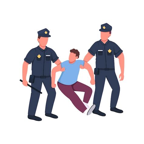 Premium Vector Police Arresting Criminal Flat Color Faceless