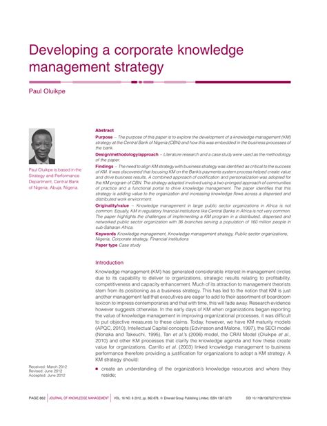 Pdf Developing A Corporate Knowledge Management Strategy