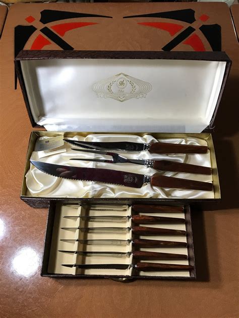 Glo Hill Bakelite 3 Piece Carving Set W 6 Steak Knives In Etsy