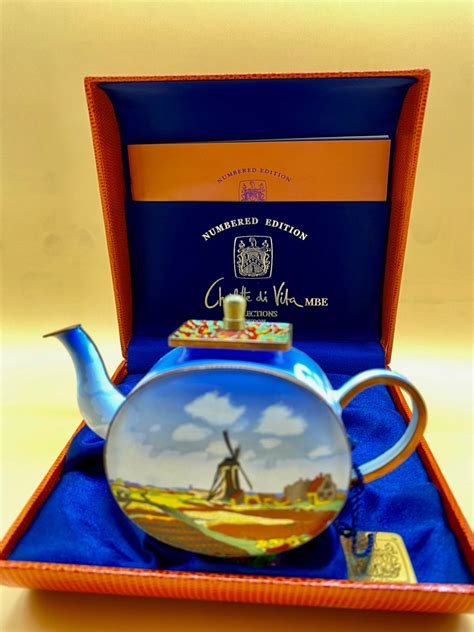 Charlotte Di Vita Enamel Tea Pot By Monet Tulip Field N Holland