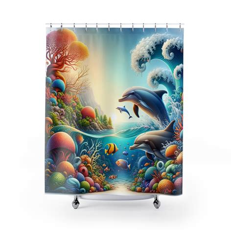 Underwater Coral Reef Shower Curtain Bathroom Art Dolphin Oasis Home