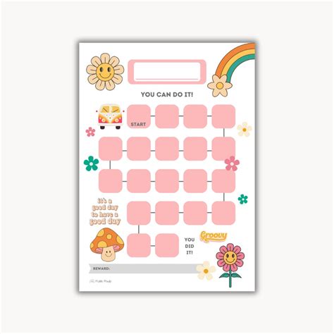 Printable Groovy Reward Chart Groovy Sticker Chart Kids Reward Chart