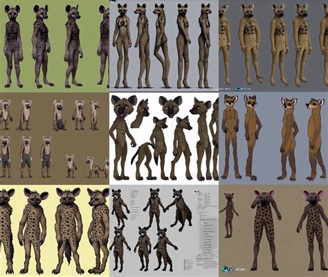 Krea A Furry Hyena Fursona Three View Fursuit Reference Sheet