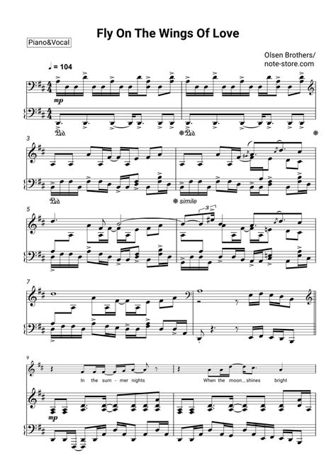 Olsen Brothers - Fly On The Wings Of Love sheet music for piano with letters download | Piano ...