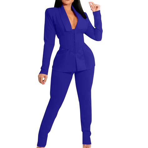 Womens Dress Pants Tall Womens Two Piece Lapels Suit Set Office Business Long Sleeve Formal