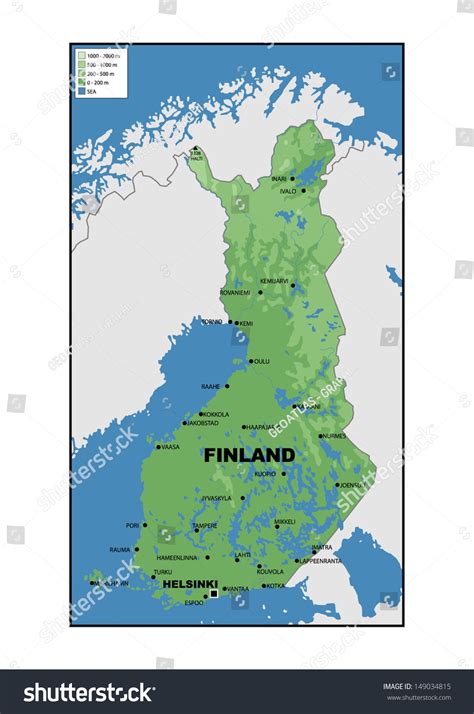 Physical Map Of Finland Stock Photo 149034815 : Shutterstock