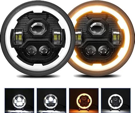 Amazon Shkalacar 2Pcs 7 Inch LED Headlight 14000LM With DRL Turn