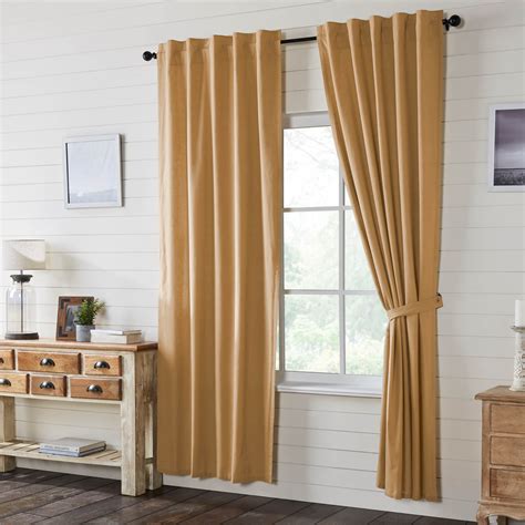 VHC Brands Simple Life Flax Farmhouse Curtain Panels Khaki 96x40