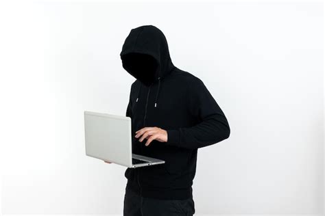 Premium Photo Man Standing With Laptop Presenting Cyber Security