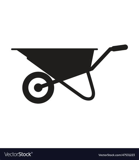 Black Silhouette Of Wheelbarrow Cart Detail And Vector Image