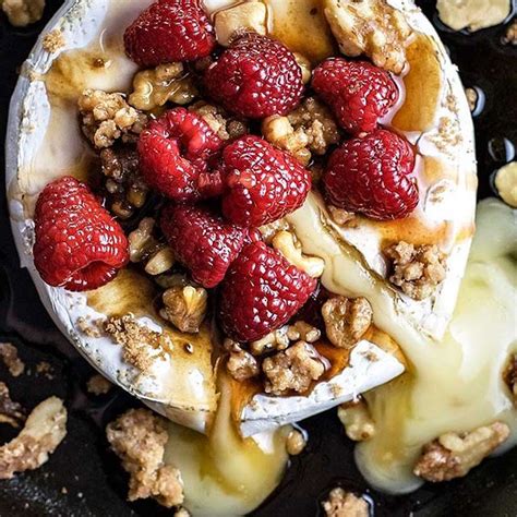 Baked Brie With Fresh Raspberries Walnuts And Honey Recipe The Feedfeed