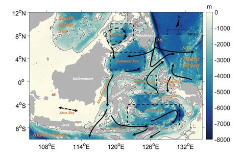 Schematic Of The Upper Ocean Circulation In The Indonesian Seas Color Download Scientific