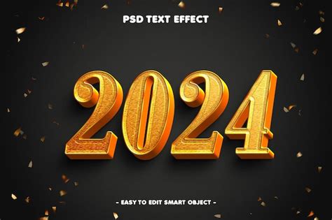 Bonne Année 2024 Effet De Texte En Or PSD Premium