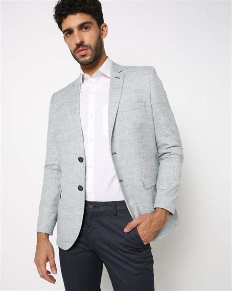 Heathered Single Breasted Slim Fit Blazer Jiomart