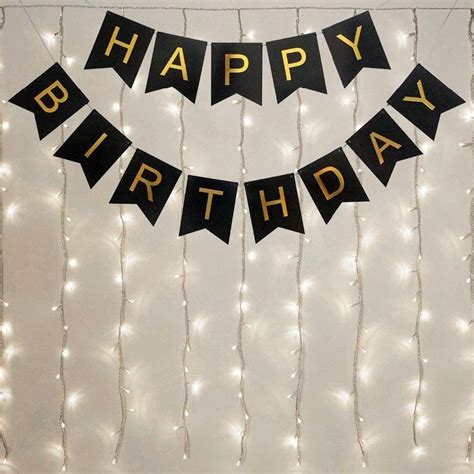 Party Propz Pretty Happy Birthday Banner Gold And Black Birthday Banner For