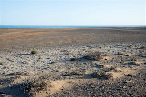 Arid Landscape With Dry Soil At Lanzarote Canary Islands Spain Ocean