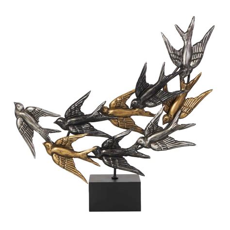 Litton Lane In Black Metal Metallic Flying Bird Sculpture With